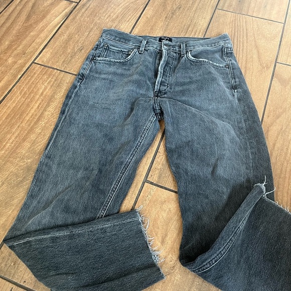 Aritzia Talula X Agolde High Rise Taper Jeans with Raw Step Hem~ Washed Black 26 - Picture 3 of 7